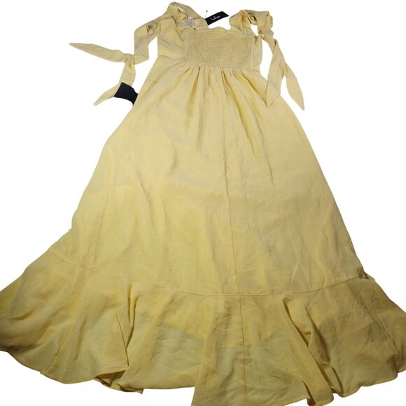 Lulus Summer Invite Yellow Tie-Strap Tiered Midi Dress Size XS - Picture 4 of 4